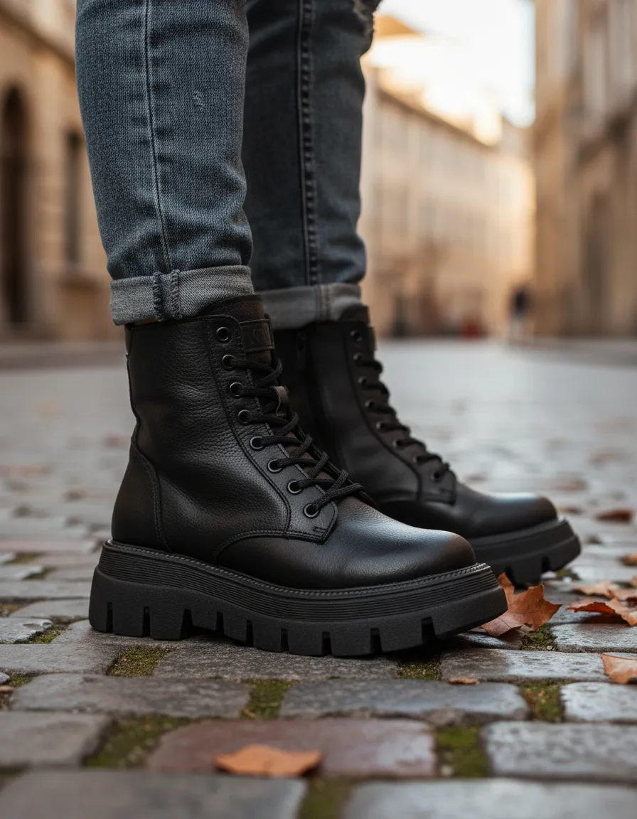 Borcego Bota Lima Cuero Vacuno Negro Winndia - Imagen 2